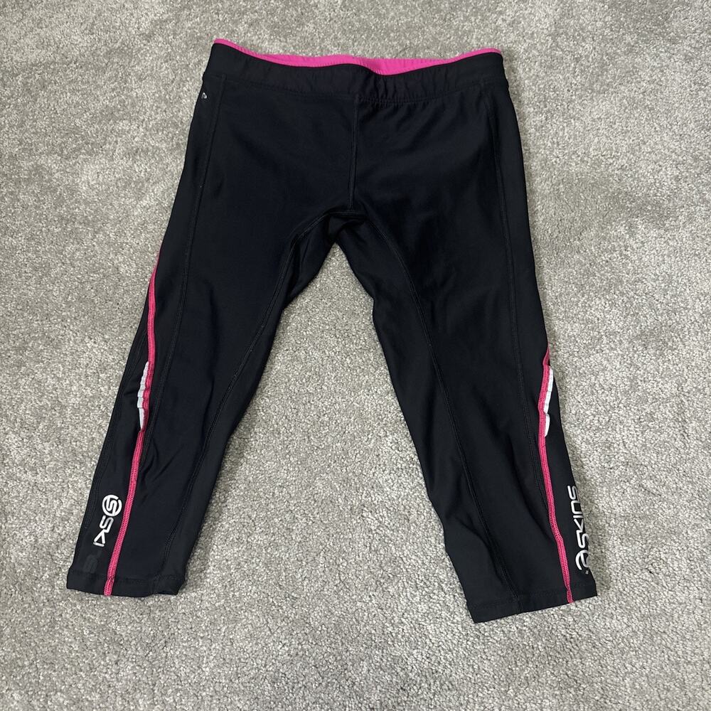 Skins A200 Compression Pants Womens Sz XL Black Pink Long Tights Activewear Gym